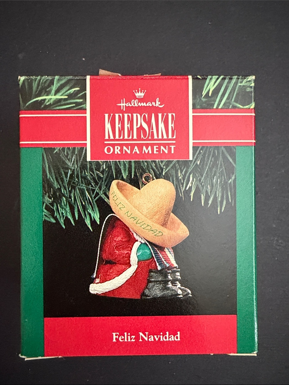 Hallmark Red and Tan 'Feliz Navidad' Santa Boot Ornament